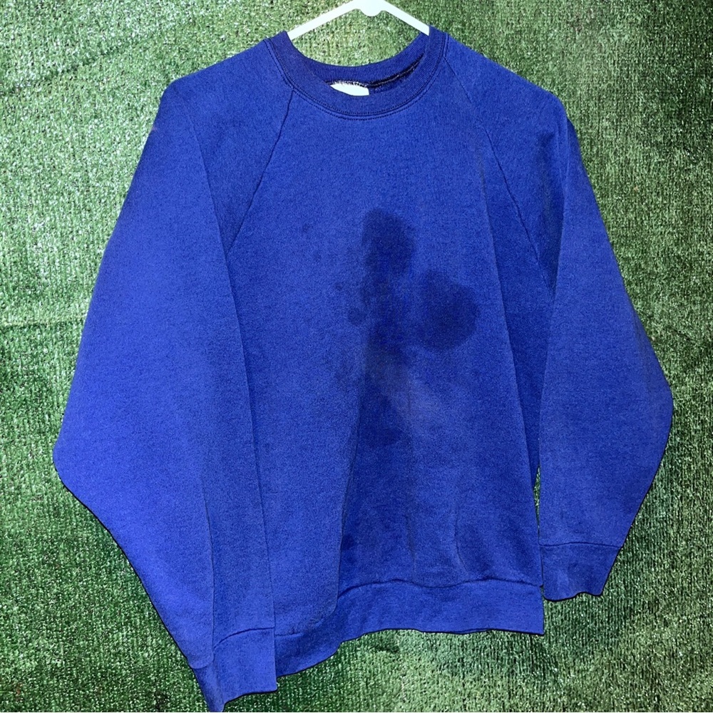 vintage 90s Fruit Of The Loom Blank Navy Blue DISTRESSED Crewneck Sweatshirt XL